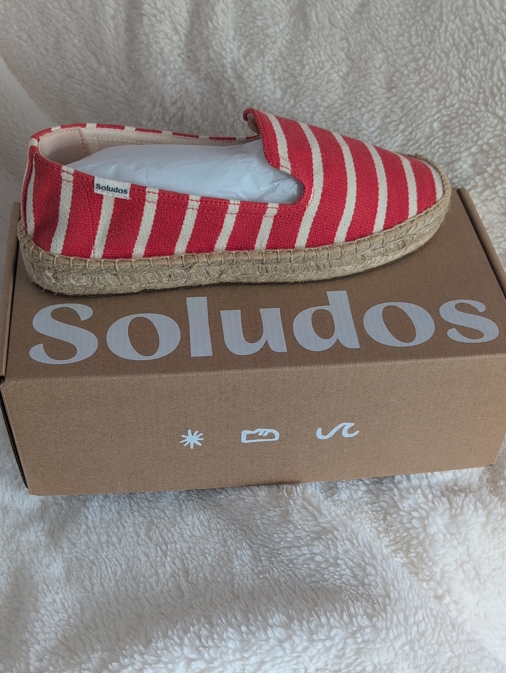 Soludos Red and Cream Striped Espadrille Slip-On Shoe